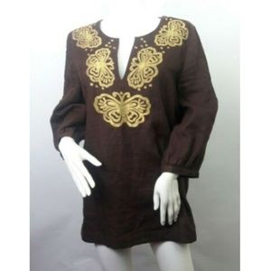 Lilly Pulitzer Butterfly Tunic Large Brown & Gold